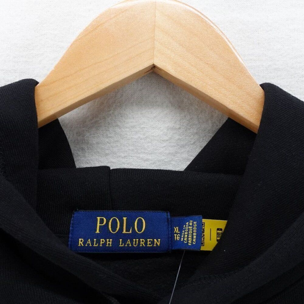 Polo Ralph Lauren Men's Slim Fit Checked Big Pony Logo Fleece Hoodie Black XL - Picture 10 of 15